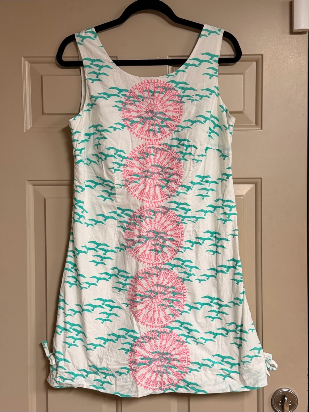 Lilli Pulitzer Women’s Size 10 White Pink With Green Birds Pattern Shift Dress - Picture 2 of 13